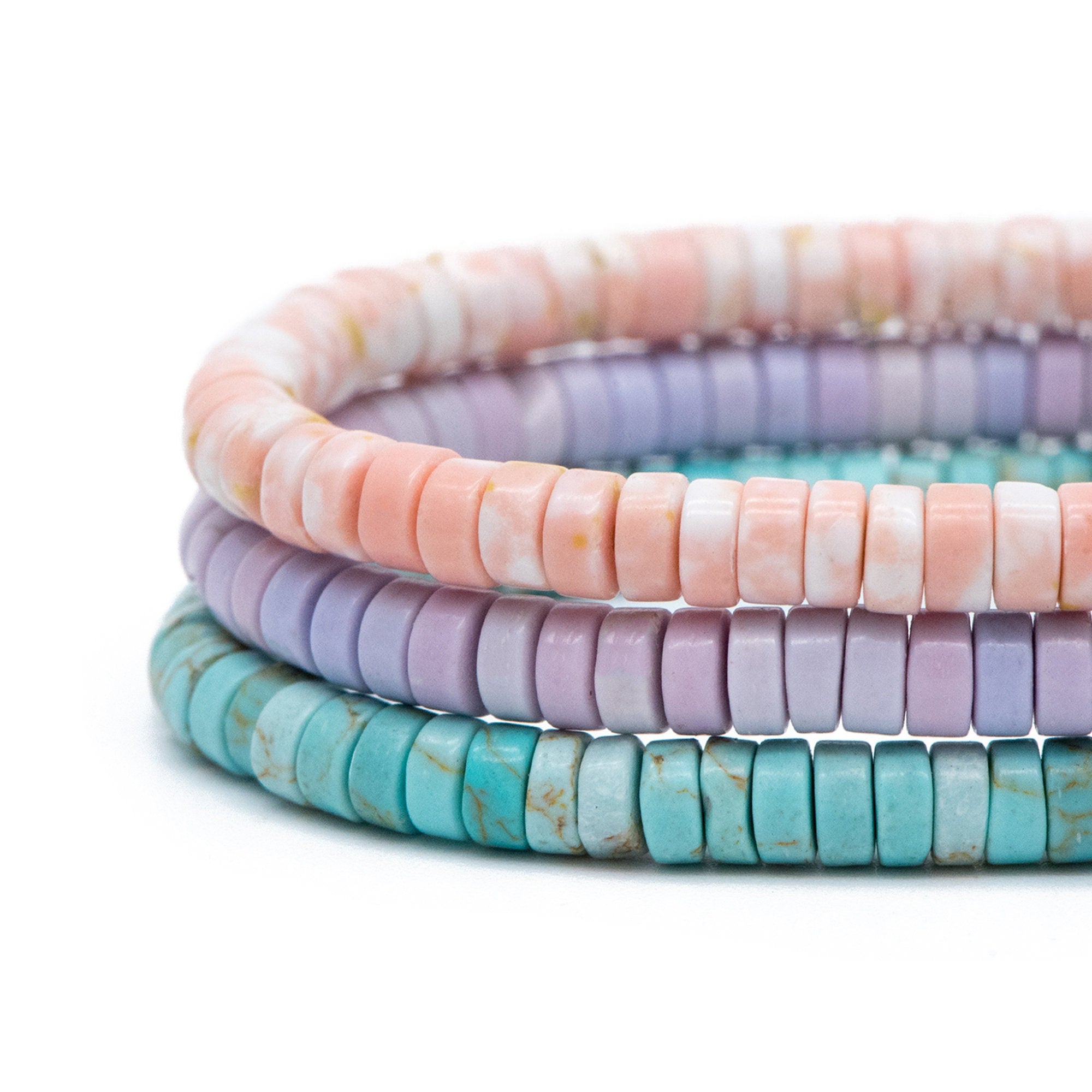 4x2mm Synthetic Turquoise Gemstone Beads, Heishi Tube Loose Beads, Flat Round Beads, 15"Strd (TR-024)